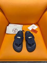 Fortok Hermès Empire Sandals Navy Blue Suede  - 1