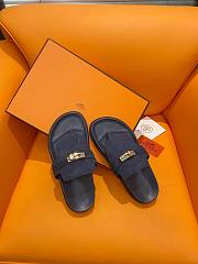 Fortok Hermès Empire Sandals Navy Blue Suede  - 5