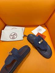 Fortok Hermès Empire Sandals Navy Blue Suede  - 3