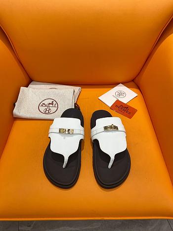 Fortok Hermès Empire Sandals White Leather 