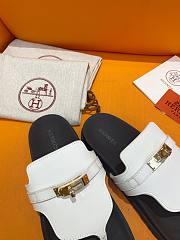 Fortok Hermès Empire Sandals White Leather  - 2