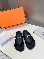 Fortok Hermès Empire Sandals Black Leather - 1