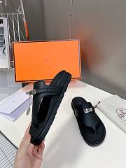 Fortok Hermès Empire Sandals Black Leather - 6