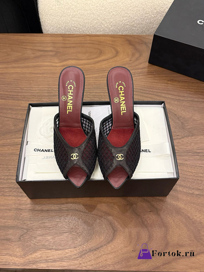 Fortok Chanel Coco Beach 2026 Collection Black Mules 90mm - 1