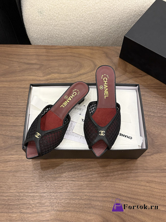 Fortok Chanel Coco Beach 2026 Collection Black Mules 3.5mm - 1