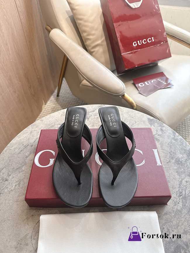 Fortok Gucci Women's Vittoria Thong Black 55mm - 1