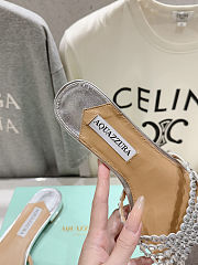 Fortok Aquazzura Tequila Slide Sandals Metallic Silver - 6