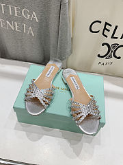 Fortok Aquazzura Tequila Slide Sandals Metallic Silver - 5