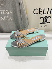 Fortok Aquazzura Tequila Slide Sandals Metallic Silver - 4