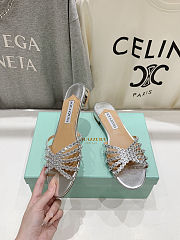 Fortok Aquazzura Tequila Slide Sandals Metallic Silver - 3