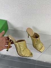 Fortok Bottega Veneta Knot Mule Metallic Gold 9cm - 4