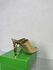 Fortok Bottega Veneta Knot Mule Metallic Gold 9cm - 2