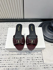Fortok Saint Laurent Babylone Mules Smooth Leather Burgundy Flats - 1