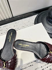 Fortok Saint Laurent Babylone Mules Smooth Leather Burgundy Flats - 2