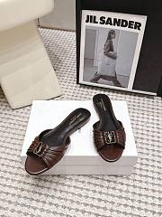Fortok Saint Laurent Babylone Mules Smooth Leather Dark Brown Flats - 5