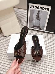 Fortok Saint Laurent Babylone Mules Smooth Leather Dark Brown Flats - 3
