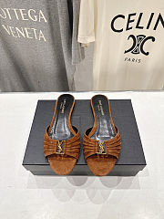 Fortok Saint Laurent Babylone Mules Suede Brown Flats - 1