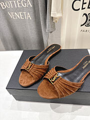 Fortok Saint Laurent Babylone Mules Suede Brown Flats - 5