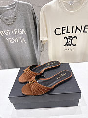 Fortok Saint Laurent Babylone Mules Suede Brown Flats - 2