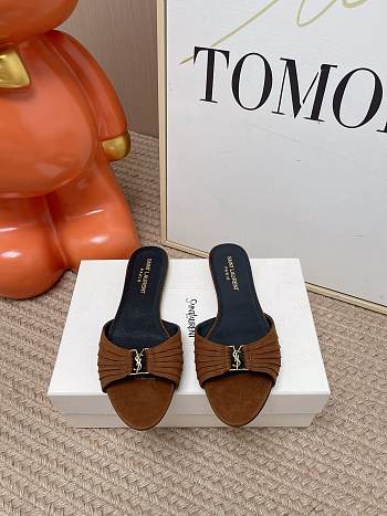 Fortok Saint Laurent Babylone Mules Suede Dark Brown Flats