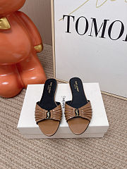 Fortok Saint Laurent Babylone Mules Smooth Leather Brown Flats - 1