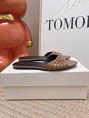 Fortok Saint Laurent Babylone Mules Smooth Leather Brown Flats - 5