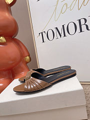 Fortok Saint Laurent Babylone Mules Smooth Leather Brown Flats - 4