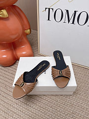 Fortok Saint Laurent Babylone Mules Smooth Leather Brown Flats - 3