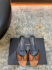 Fortok Saint Laurent Babylone Mules Satin Brown Flats - 1