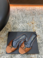 Fortok Saint Laurent Babylone Mules Satin Brown Flats - 6