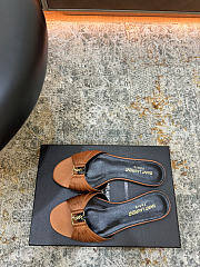 Fortok Saint Laurent Babylone Mules Satin Brown Flats - 3