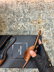 Fortok Saint Laurent Babylone Mules Satin Brown Flats - 2
