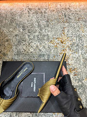 Fortok Saint Laurent Babylone Mules Satin Green Flats - 6