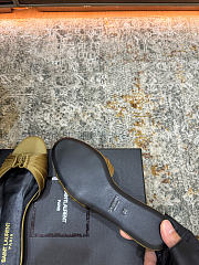 Fortok Saint Laurent Babylone Mules Satin Green Flats - 5