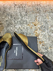 Fortok Saint Laurent Babylone Mules Satin Green Flats - 4