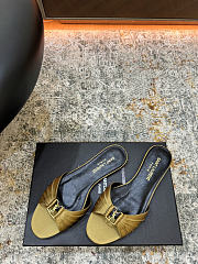 Fortok Saint Laurent Babylone Mules Satin Green Flats - 2