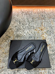 Fortok Saint Laurent Babylone Mules Satin Black Flats - 5