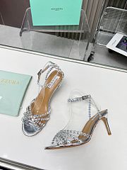Fortok Aquazzura Tequila Slide Sandals Metallic Silver 7cm - 4