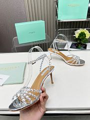 Fortok Aquazzura Tequila Slide Sandals Metallic Silver 7cm - 2