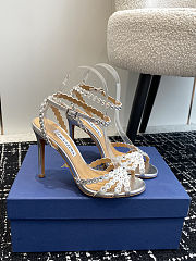 Fortok Aquazzura Tequila Slide Sandals Metallic Silver 10cm - 1