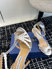Fortok Aquazzura Tequila Slide Sandals Metallic Silver 10cm - 6