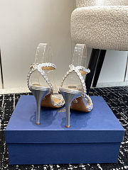 Fortok Aquazzura Tequila Slide Sandals Metallic Silver 10cm - 4