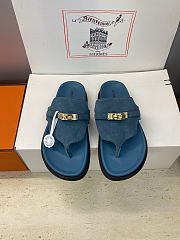 Fortok Hermès Empire Sandals Suede Blue  - 1