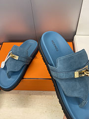 Fortok Hermès Empire Sandals Suede Blue  - 5