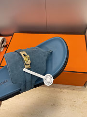 Fortok Hermès Empire Sandals Suede Blue  - 3