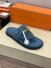 Fortok Hermès Empire Sandals Suede Blue  - 2