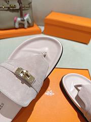 Fortok Hermès Empire Sandals Suede Pink - 6
