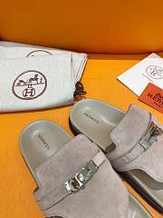 Fortok Hermès Empire Sandals Suede Etoupe - 3