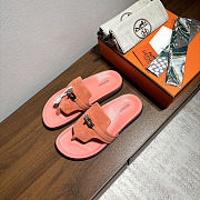 Fortok Hermès Empire Sandals Suede Coral Pink  - 5