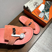Fortok Hermès Empire Sandals Suede Coral Pink  - 4